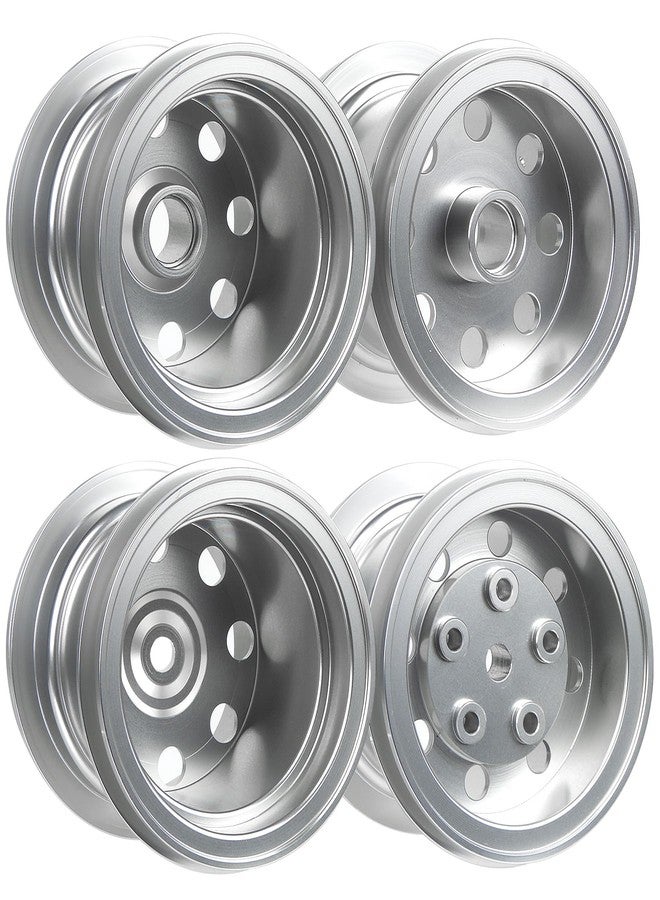 TOOMOD CW-01 Aluminum Front & Rear Wheel Hub Rim Set for Tamiya 1/12 Lunchbox Big Tire Model Car Midnight Pumpkin Chassis Upgrades（Silvery） - Image 1